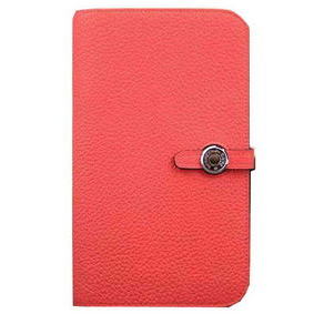 Top Replica Hermes Compact Passport Holder Original Leather Wallet Light Red HMSD9W3GPWR