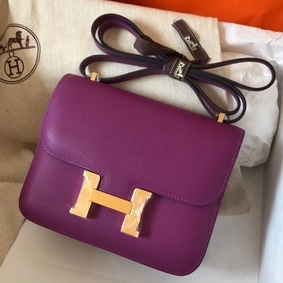 Hermes Constance 18 Handmade Bag In Cyclamen Epsom Leather 1:1 Replica HMSDLU9P0P4
