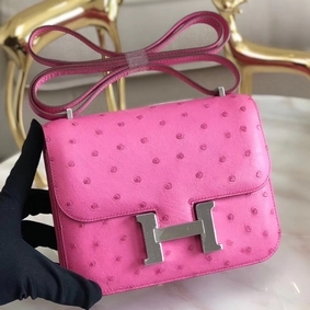 Best Quality Hermes Constance 18 Handmade Bag In Pink Ostrich Leather HMS3C80DP9J