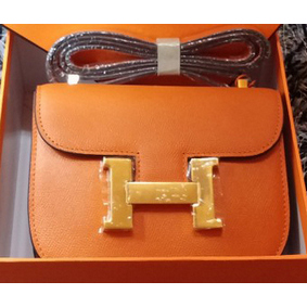 AAA Hermes Constance Bag Litchi Leather H9999L Orange HMSE2YF4TDJ
