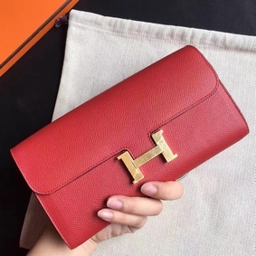 Hermes Constance Long Wallet In Red Epsom Leather 1:1 Replica HMS1M1941CU