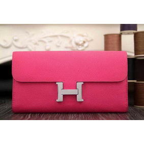 Hermes Constance Long Wallets Original Leather HA909 Rose Wallets 1:1 Replica HMSXCXK85W4