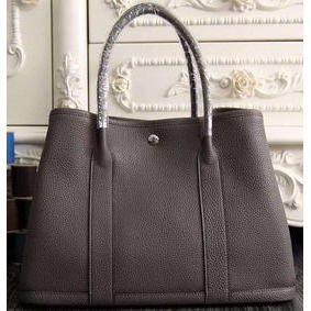 Fake Hermes Garden Party 36cm 30cm Tote Bag Original Leather Dark Grey HMSV314U126