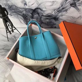 Hermes Garden Party 36cm 30cm Tote Bag Original Leather Light Blue Replica HMSD625W2WM