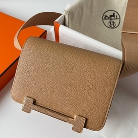 Hermes Geta Handmade Bag In Chai Chevre Mysore Leather Replica HMS284Q28FO