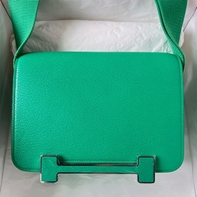 Hermes Geta Handmade Bag In Menthe Chevre Mysore Leather 1:1 Replica HMSFH9I2W78