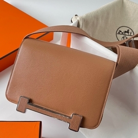 Hermes Geta Handmade Bag In Quebracho Chevre Mysore Leather Top Replica HMS5B25R9TR