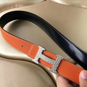 Hermes H Belt Buckle & Orange Clemence 32 MM Strap Top Replica HMS0TTN44ZZ