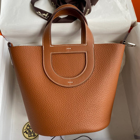 Hermes In The Loop 18 Handmade Bag in Gold Clemence Leather Replica HMS63FT265S