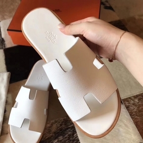 Replica Hermes Izmir Sandals In White Epsom Leather HMS25KIHV6J