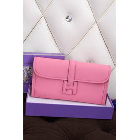 Hermes Jige Clutch Bag Calfskin Leather H258 Pink Replica HMS4G3S1O5N