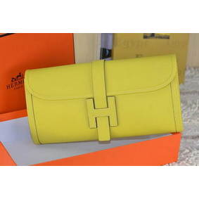 Best Quality Hermes Jige Clutch Bag Calfskin Leather Lemon HMSLSULC122