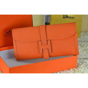 Hermes Jige Clutch Bag Calfskin Leather Orange HMSR564257Q