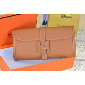 Fake Hermes Jige Clutch Bag Calfskin Leather Wheat HMSGOC6ZU3I