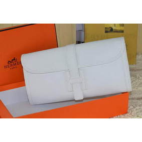 AAA Hermes Jige Clutch Bag Calfskin Leather White HMSZ4I70HK9