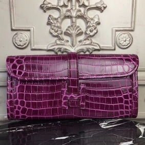Hermes Jige Elan 29 Clutch In Fuchsia Crocodile Leather Replica HMS0J14WEN4