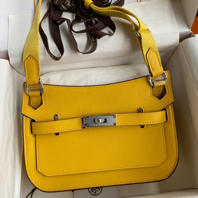 Copy Hermes Jypsiere Mini Handmade Bag In Jaune Ambre Swift Calfskin HMSD9XK622I