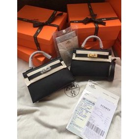Copy Hermes Kelly 19cm Shoulder Bags Epsom Leather KL19 black HMSI2I7YQYU