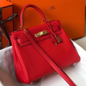 Hermes Kelly 25cm Retourne Bag In Red Clemence Leather Top Replica HMS055NQUZ0