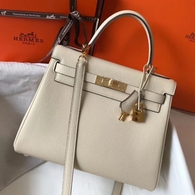 Hermes Kelly 28cm Bag In Beton Clemence Leather GHW Replica HMS6605E80I