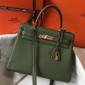 Hermes Kelly 28cm Bag In Canopee Clemence Leather GHW Top Replica HMS64XHS7BF
