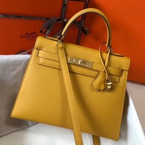 Hermes Kelly 28cm Bag In Yellow Epsom Leather GHW Replica HMSMATQF829