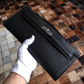 Copy Hermes Kelly 31cm Clutch Original Epsom Leather KL31 Black HMS1L5SYRNY