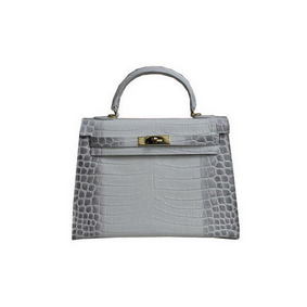 Top Replica Hermes Kelly 32cm Shoulder Bag White Croco Leather K32 Gold HMS8FU9N841