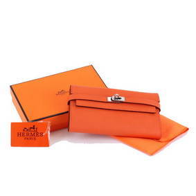 Hermes Kelly Bi-Fold Wallet A708 Orange Replica HMS0HB9D3T1
