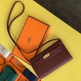 Fake Hermes Kelly Classique To Go Wallet In Bordeaux Epsom Calfskin HMSFYGPINEE