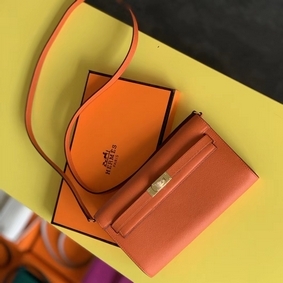 Hermes Kelly Classique To Go Wallet In Orange Epsom Calfskin Replica HMSR6O60C99