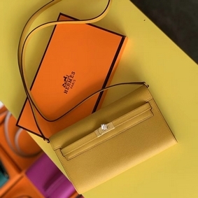 Imitation Hermes Kelly Classique To Go Wallet In Yellow Epsom Calfskin HMSM79H8GTV