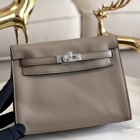 Imitation Hermes Kelly Danse Handmade Bag In Grey Swift Leather HMS5PXHSA17