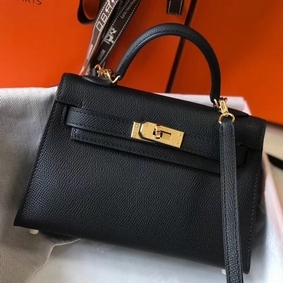 Hermes Kelly Mini II Bag In Black Epsom Leather GHW HMSXS726C1L