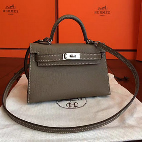Hermes Kelly Mini II Handmade Bag In Taupe Epsom Leather 1:1 Replica HMS7O4YU921