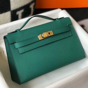 Hermes Kelly Pochette Bag In Vert Veronese Epsom Leather Replica HMS1YRVHN9G