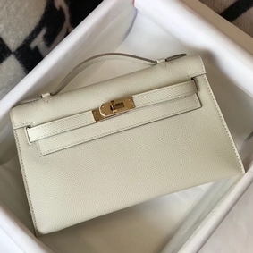 Fake Hermes Kelly Pochette Bag In White Epsom Leather HMS8Q86Q2Z0