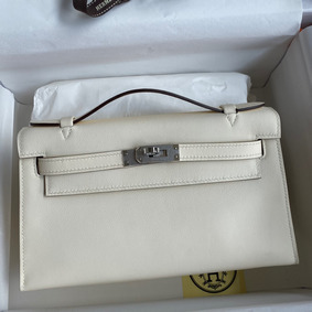 Copy Hermes Kelly Pochette Handmade Bag In Nata Swift Calfskin HMS2SJ03PT7