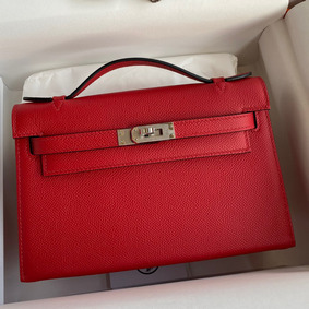 Hermes Kelly Pochette Handmade Bag In Red Epsom Calfskin HMSZ0732BF8