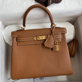 Hermes Kelly Retourne 25 Handmade Bag In Gold Clemence Leather 1:1 Replica HMSA28J3LVL