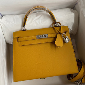 First-class Quality Hermes Kelly Sellier 25 Handmade Bag In Jaune Ambre Epsom Calfskin HMS3CBB5RYB