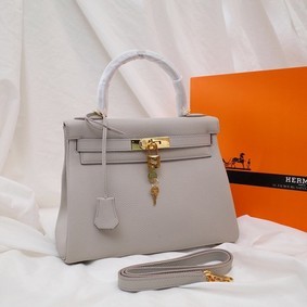 Hermes Kelly Shoulder Bag Original TOGO Leather KY3255 Pearl grey HMS3Y3TPB0D
