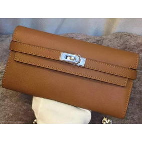 Hermes Kelly Wallet Epsom Leather H009 Brown Replica HMS4RQZ8Y9C