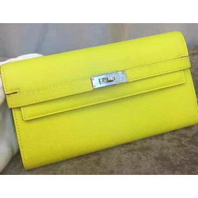 Hermes Kelly Wallet Epsom Leather H009 Yellow Top Replica HMSN5H8JGS1