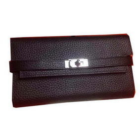 Hermes Kelly Wallet Togo Leather Bi-Fold Purse HA708W Black 1:1 Replica HMSDMNC6PX9