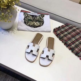 Hermes lady leather Slipper HO811HMJ white Top Replica HMS4G3V8T14
