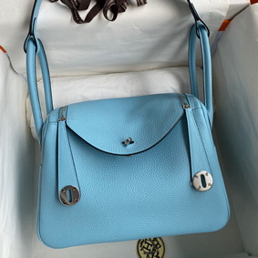 Hermes Lindy 26 Handmade Bag In Blue Atoll Clemence Leather 1:1 Replica HMSI3B9NXAY