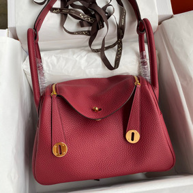 Hermes Lindy 26 Handmade Bag In Ruby Clemence Leather HMSM811481G