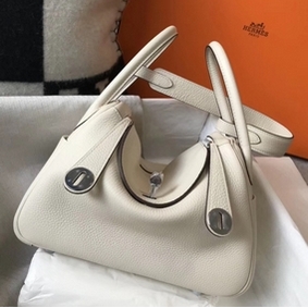 Hermes Lindy 26cm Bag In Beton Clemence Leather PHW Replica HMSHM24VRJ0