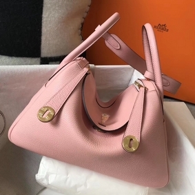 First-class Quality Hermes Lindy 26cm Bag In Pink Clemence Leather GHW HMSI1P47PSI